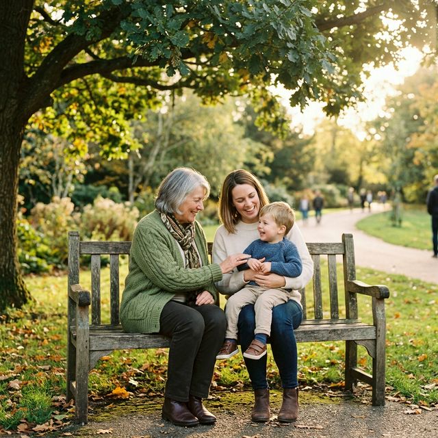 Multi-generational family in a park